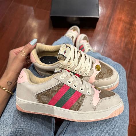 gente tenis de mujer gucci rosa con verde y rojo|farfetch gucci tenis.